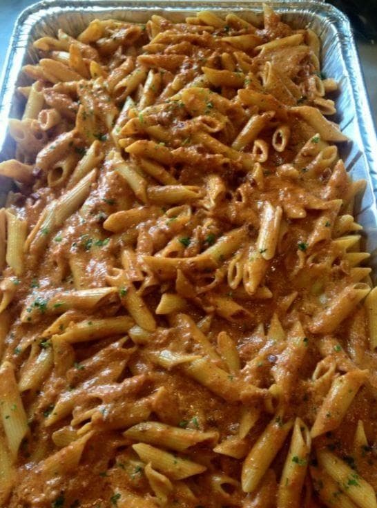 Large tray of Penne Pasta for catering