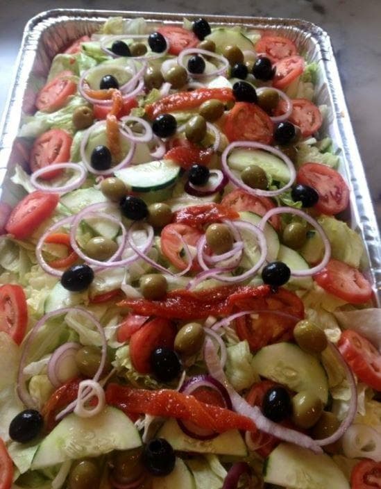 Large garden salad tray for catering