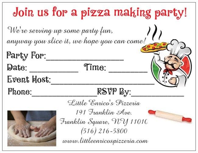 Pizza Making Party Invitation Card